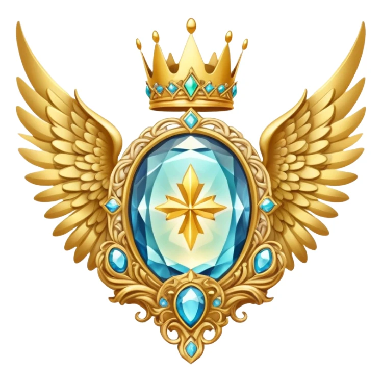 Big magic galactic gemstone award-in-frame-decorated-with-big-golden-angel--wings and crown sticker