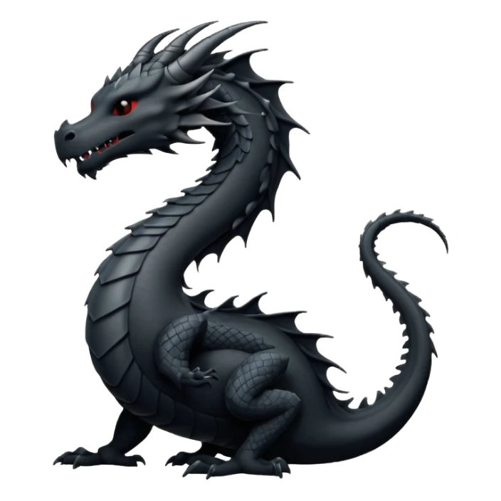 iOS emoji, minimal dragon symbol, dark fantasy, line icon sticker