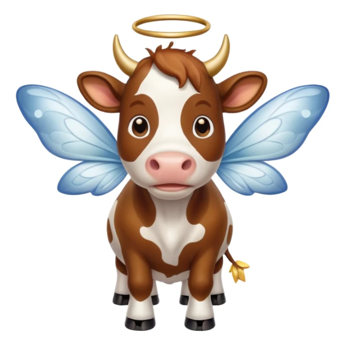 a cow with fairy wings and diddy sticker