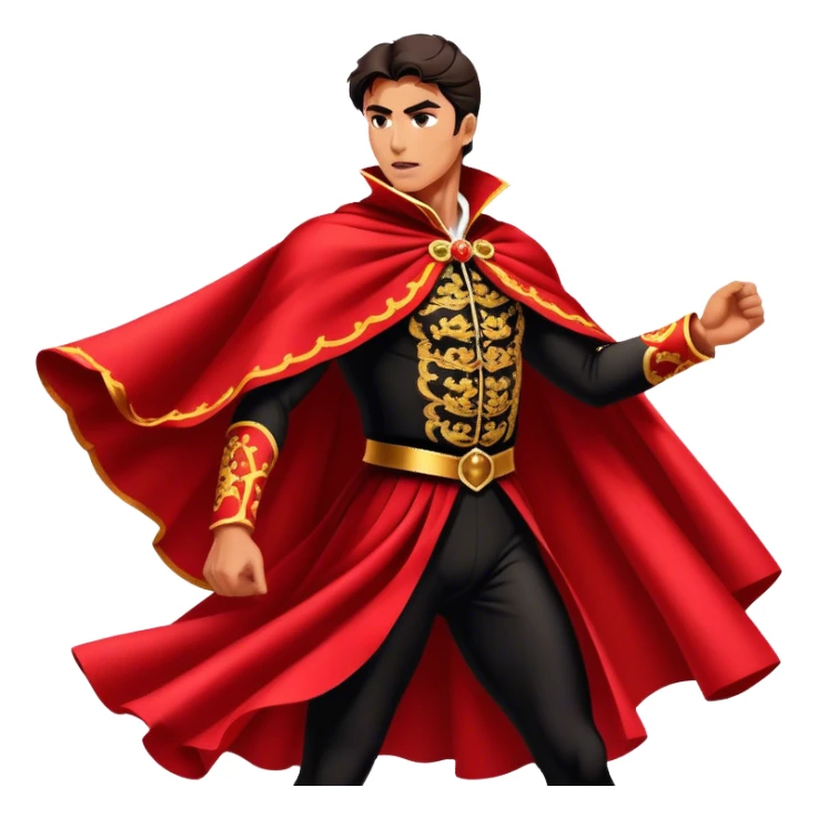 ​Cinematic Spanish Matador Holding a Red Cape, rendered with dynamic motion blur and vivid, high-contrast lighting, sticker