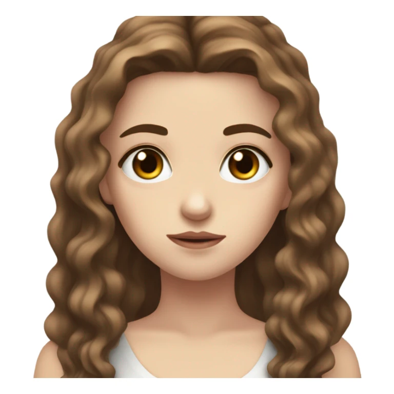 pretty white girl with brown wavy hair and dark eyes e finger looking sad sticker
