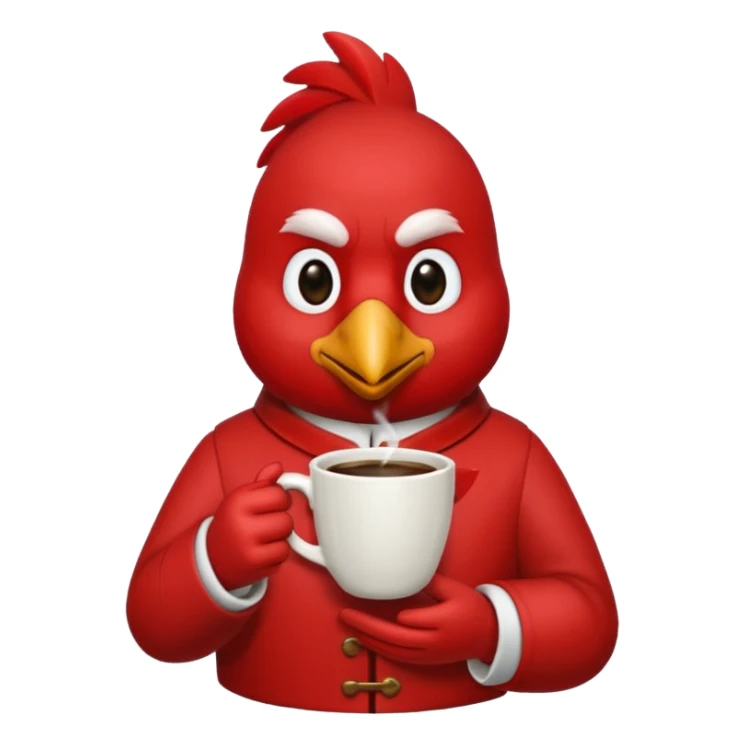 cardinal a cup of coffee sticker