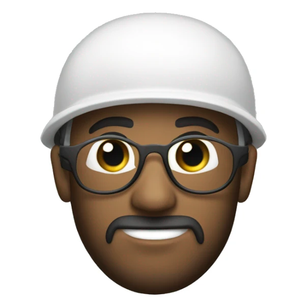 Trabalhador com capacete de segurança, utilizando óculos e barba rala, pele branca, olhos escuros sticker