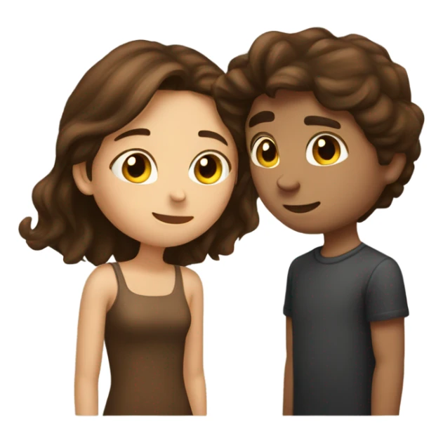 Brown long hair girl kiss brown boy sticker