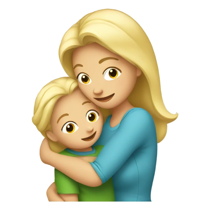 Blonde mom with long her is hugging her toddler son  sticker