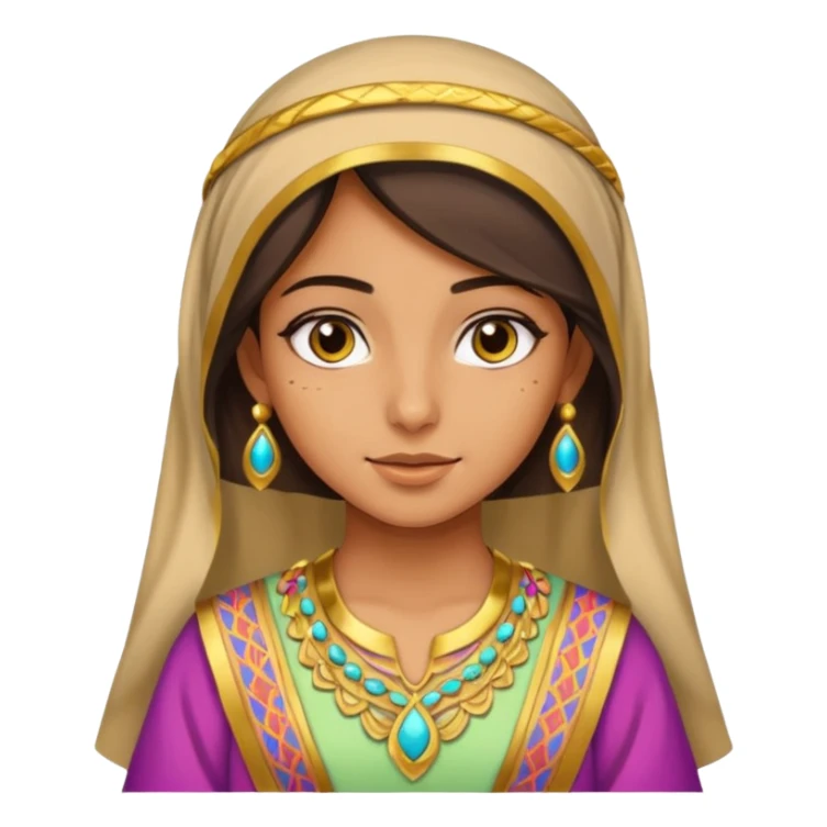 Chica árabe con túnica de colores y dorado sticker