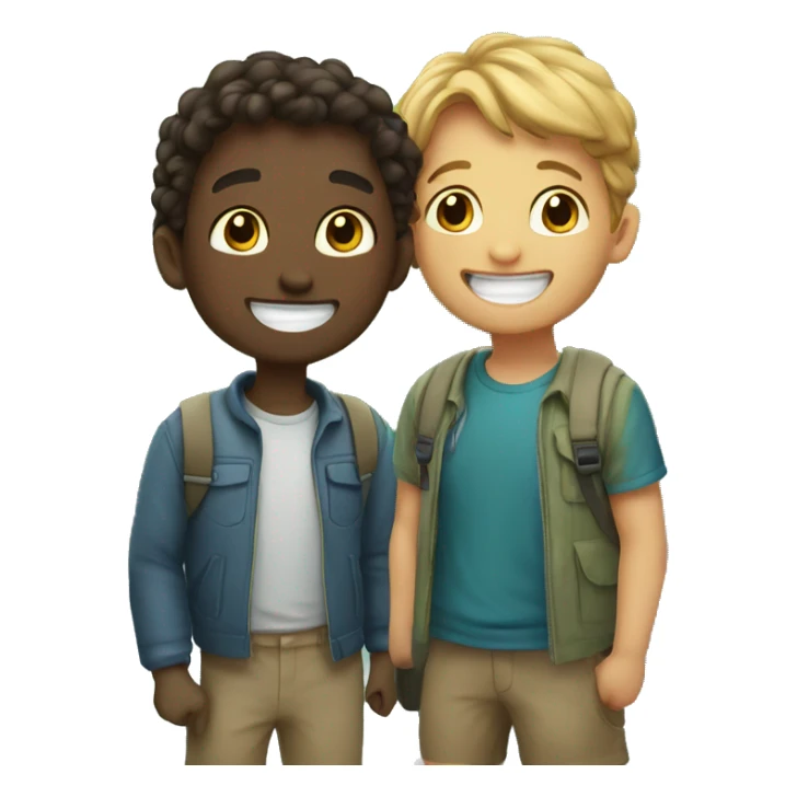 happy girl and boy outdoors sticker