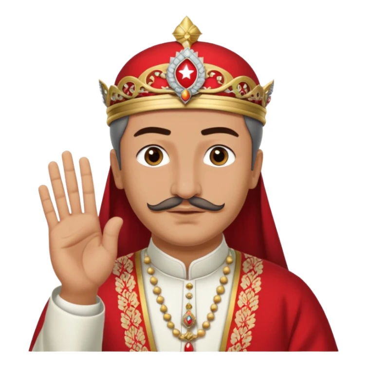 A turkish Sultan doing the quiet sign while his eyes are pure white sticker