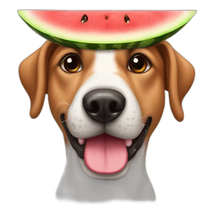 Dog with a water melon on his head sticker