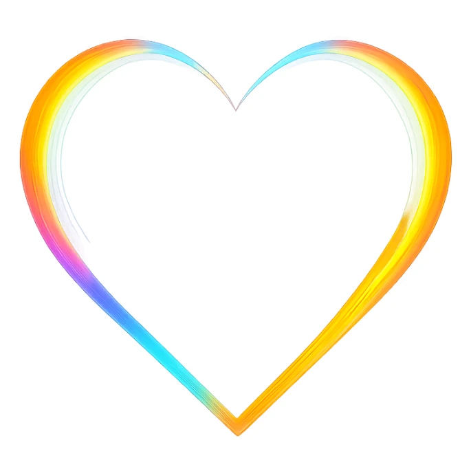 heart icon with a rainbow prism effect, digital illustration sticker