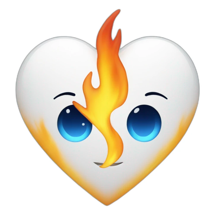 Coeur blanc avec flamme bleu sticker