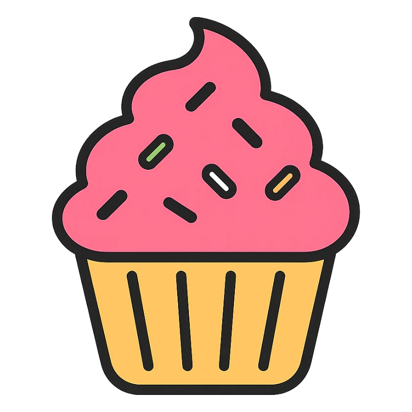 colorful cupcake icon with sprinkles sticker