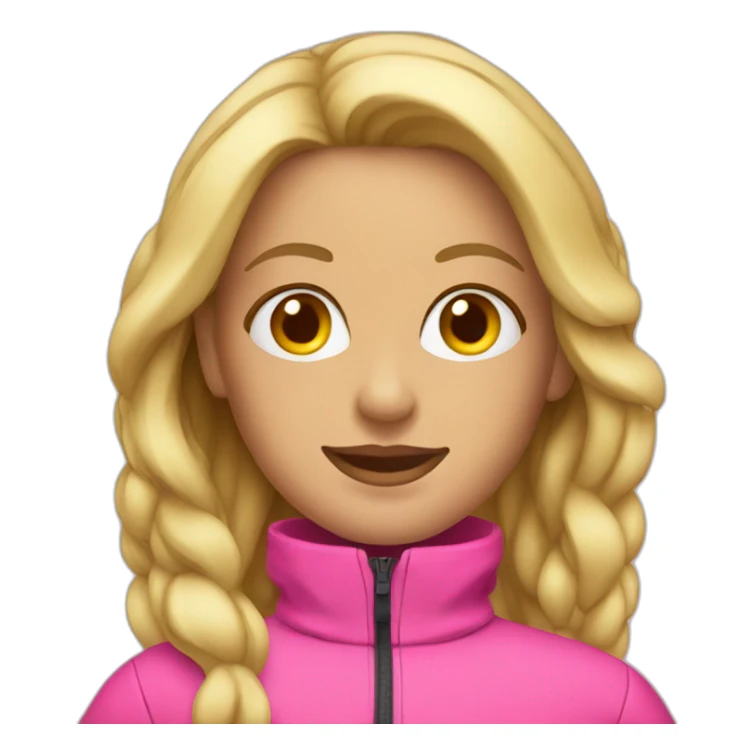 Blonde woman wearing pink ski suit sticker