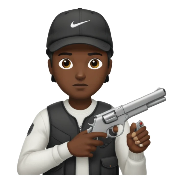 Emoji con arma y gorra Nike pero gánster de hombre sticker