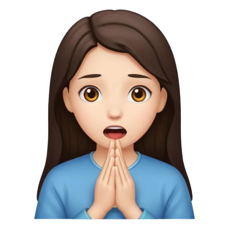 Brunette girl praying with an open mouth sticker