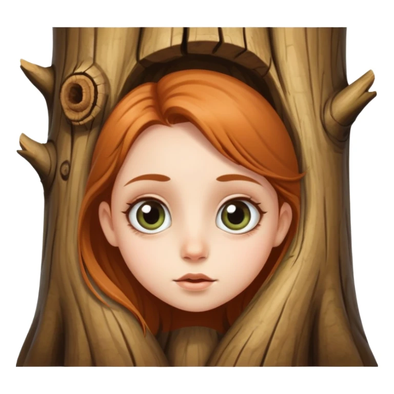 Girl with big eyes and tree trunk nose sticker
