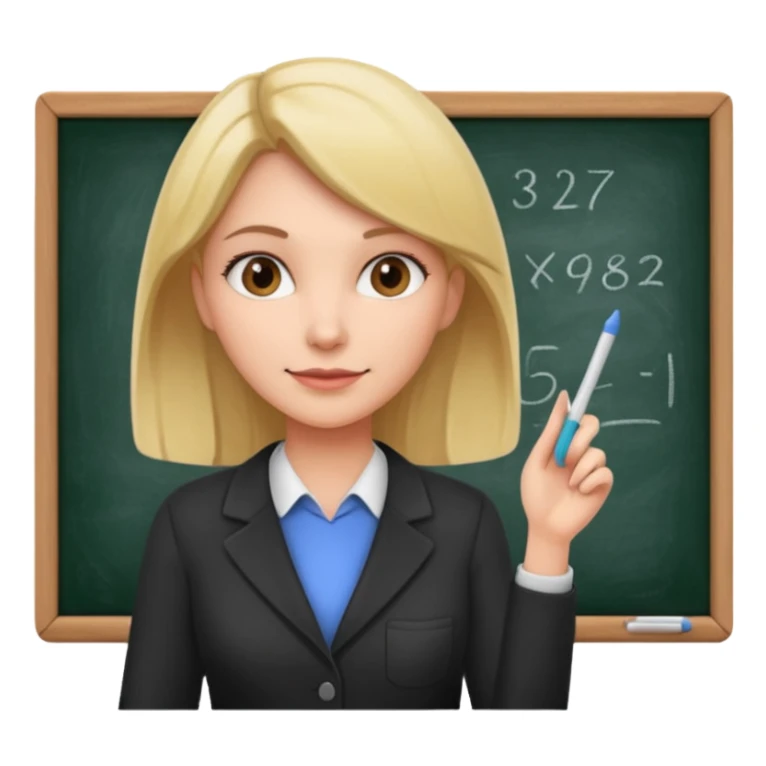 female teacher with blackboard and chalk sticker