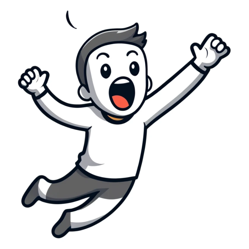 person with head thrown back, screaming with excitement, pure joy, expressive face sticker