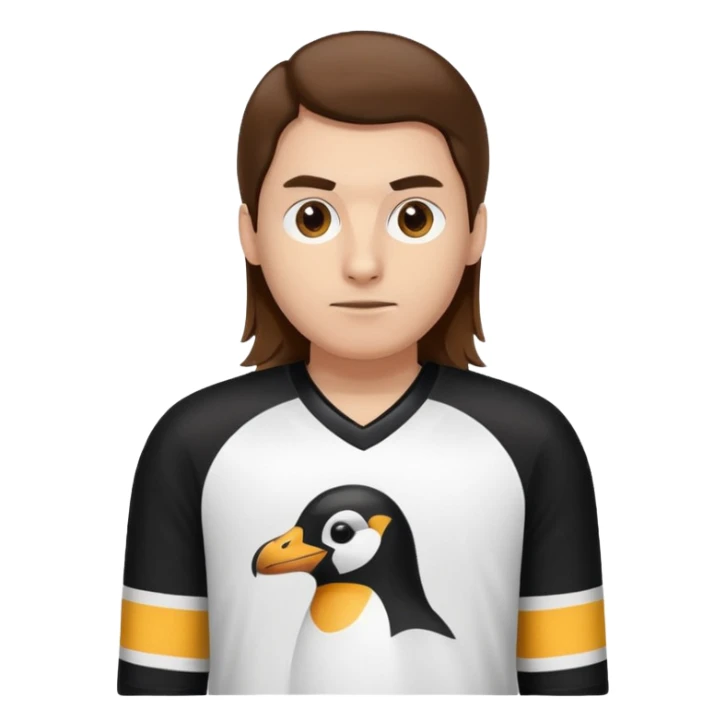 Wearing Penguins Jersey with long hair sticker
