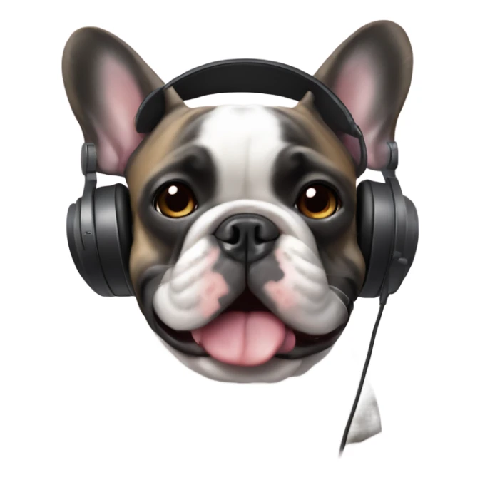 French bulldog brindle wearing headphones sticker