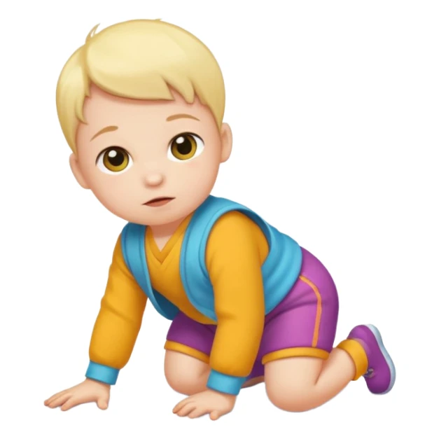 baby wearing colorful clothes crawling on the floor sticker