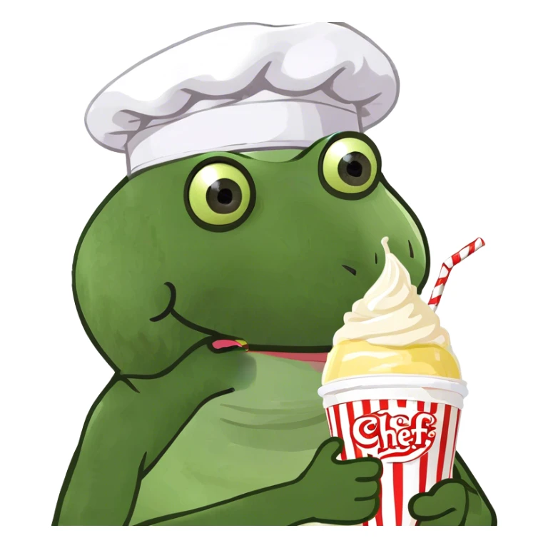 A milkshake with a face, mouth, and eyes as a fast food restaurant mascot sticker