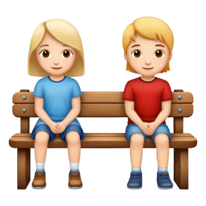 two children sitting together on a bench, happy and friendly sticker