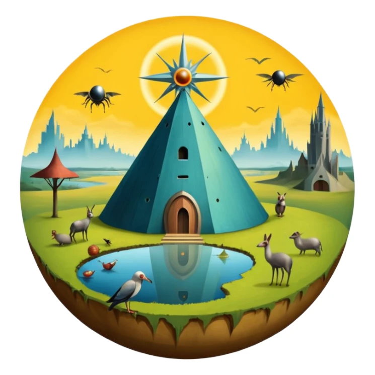 solarpunk - hieronymus bosch phantasmagoric depictions sticker