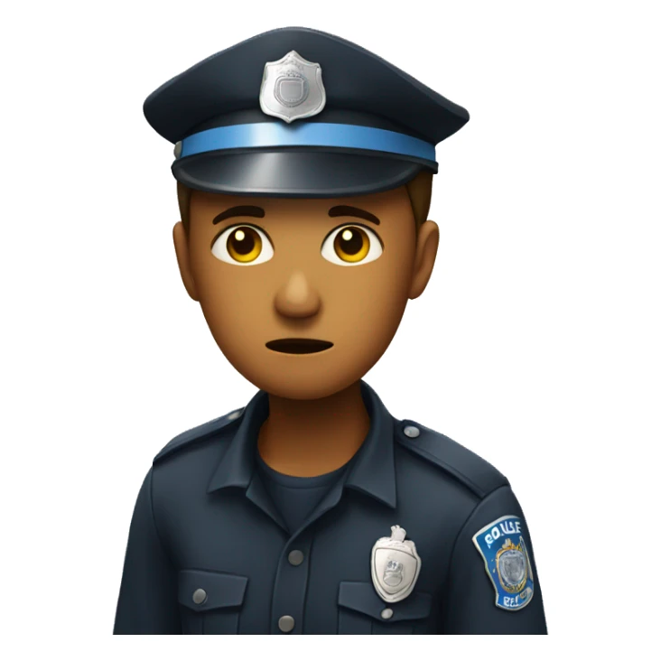 Worried person with a police hat sticker