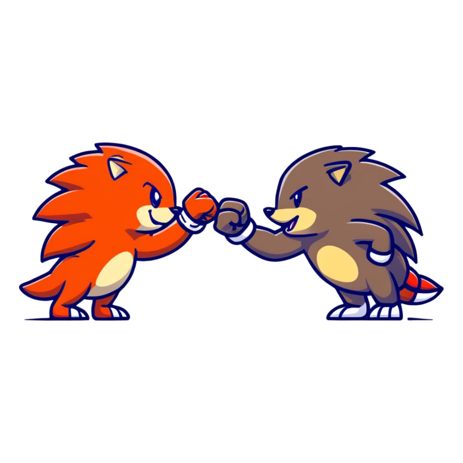 Sonic the Hedgehog and Knuckles the Echidna fist bumping sticker