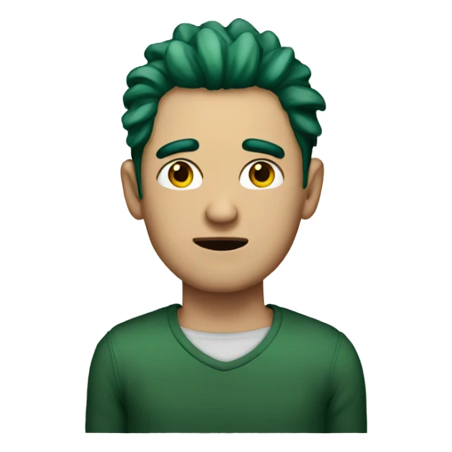 a man with dark green hair and bruised ey sticker
