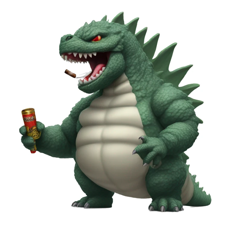 Kaiju godzilla with a cigar in mouth  sticker
