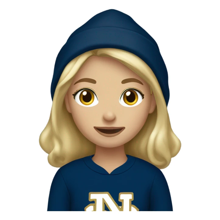 Blonde girl wearing Notre Dame sweatshirt  sticker
