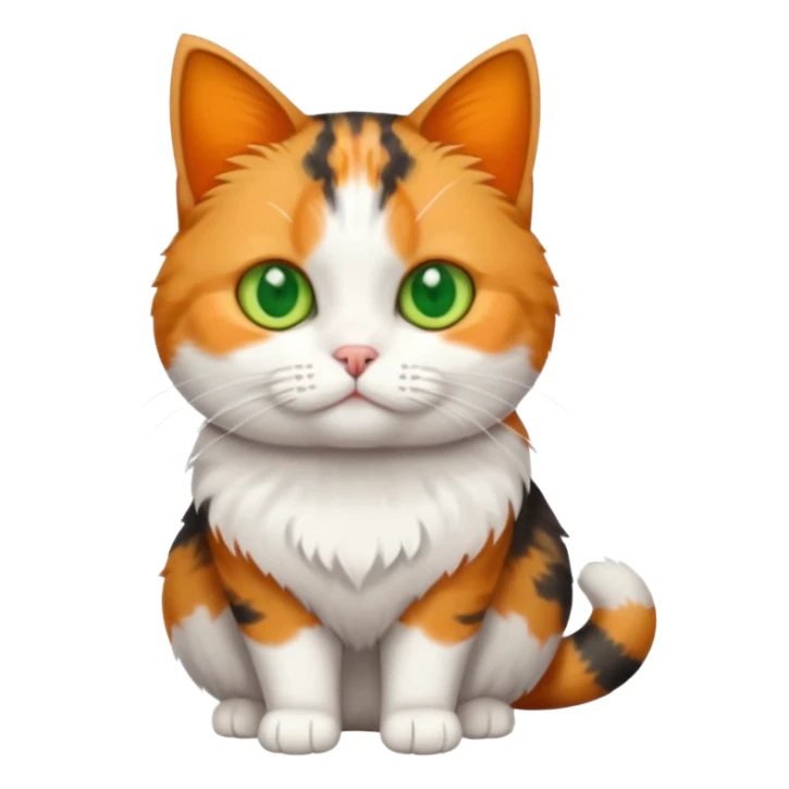 full body calico tabby + white cat with small head and fat body sticker