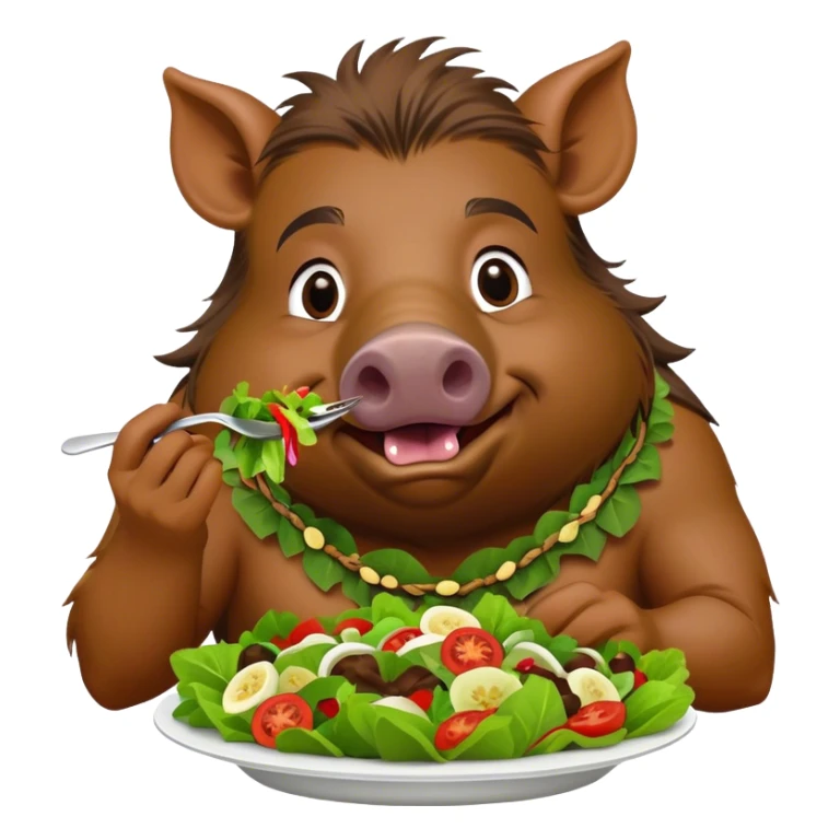 Hawaiian hippy boar eating a salad sticker
