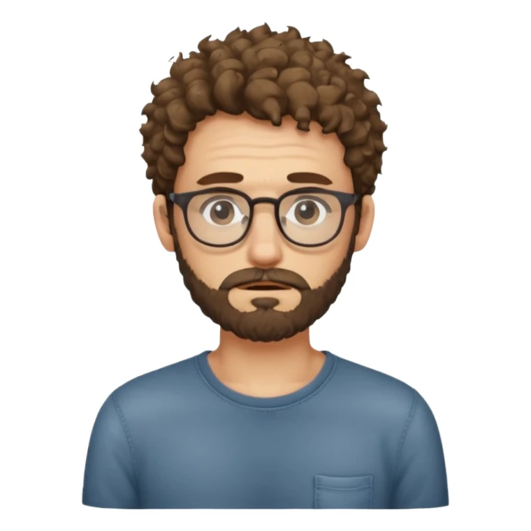 curly skinny guy with bear and glasses, poor with no money sticker