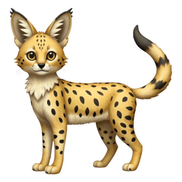 Trico-Serval-Fakémon-creature-fusion (full body) sticker
