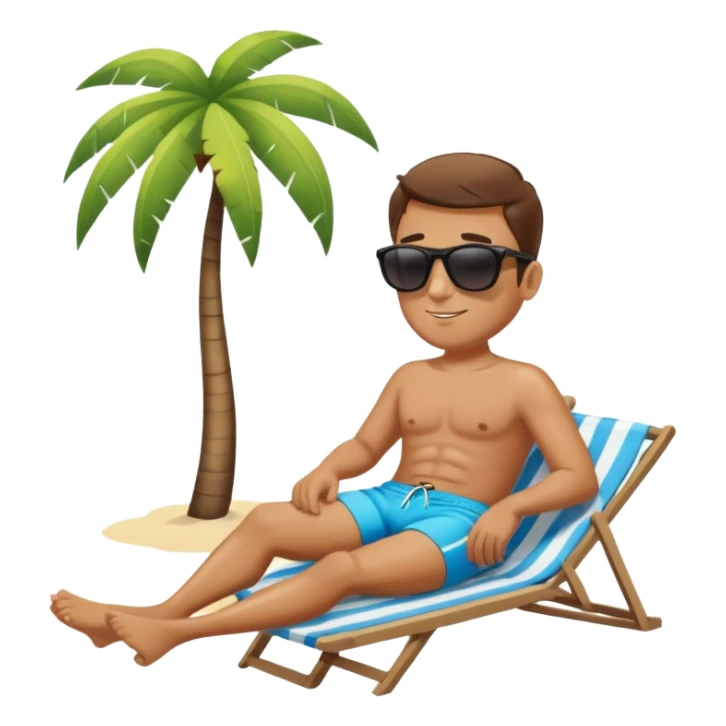 Man relaxing on beach with sunglasses and swim shorts sticker