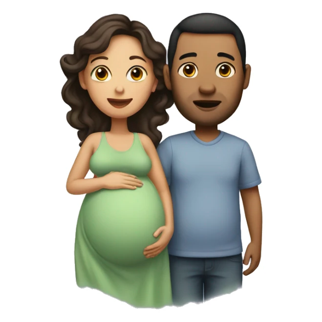 A pregnant woman with her husband  sticker