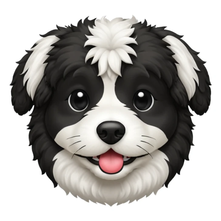 Havapoo dog black and white with ball in its mouth  sticker