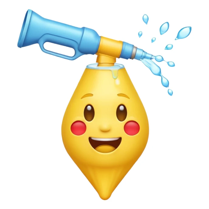 Laughing crying emoji with a water shooter sticker
