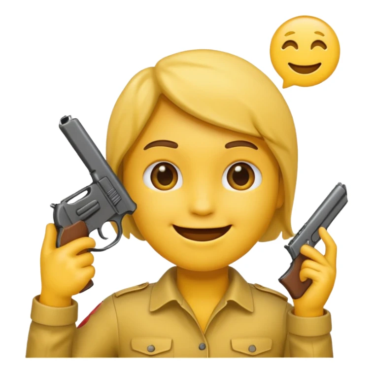 Create a smiling face emoji that’s holding a gun pointed to their head sticker
