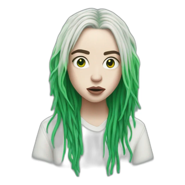 Billie Eilish with green roots like in 2019 sticker
