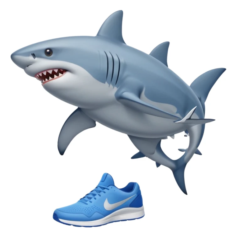 Shark with legs wearing blue Nikes and nothing else  sticker