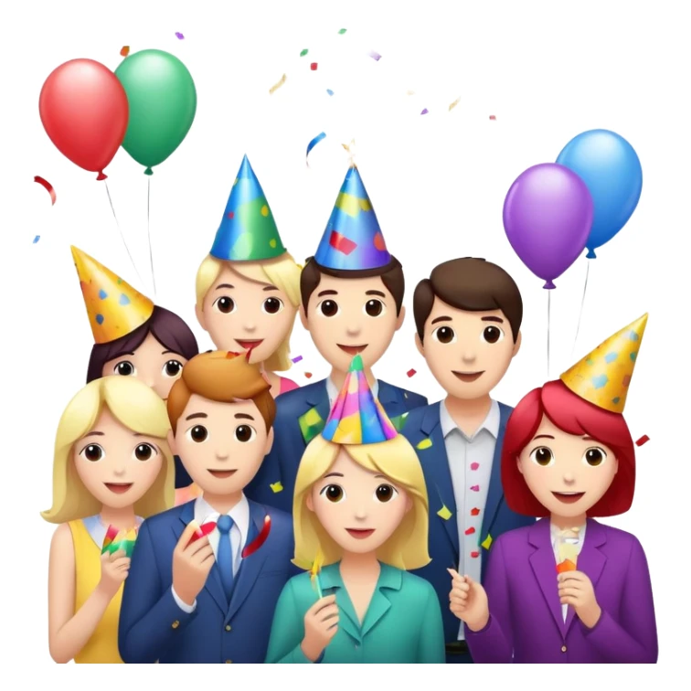 Party celebration with confetti and balloons sticker