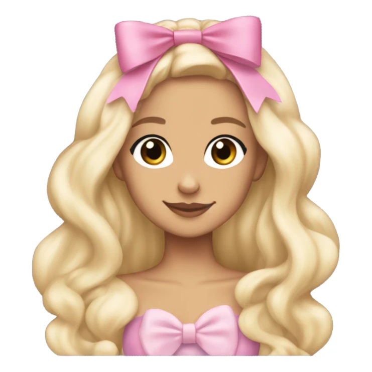 blonde ariana grande with a coquette pink bow on her hair sticker
