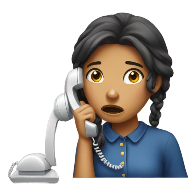 A girl scared of the telephone  sticker