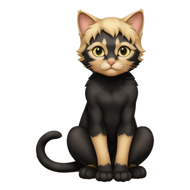 Chat noir peinture mignon assise peinture sticker
