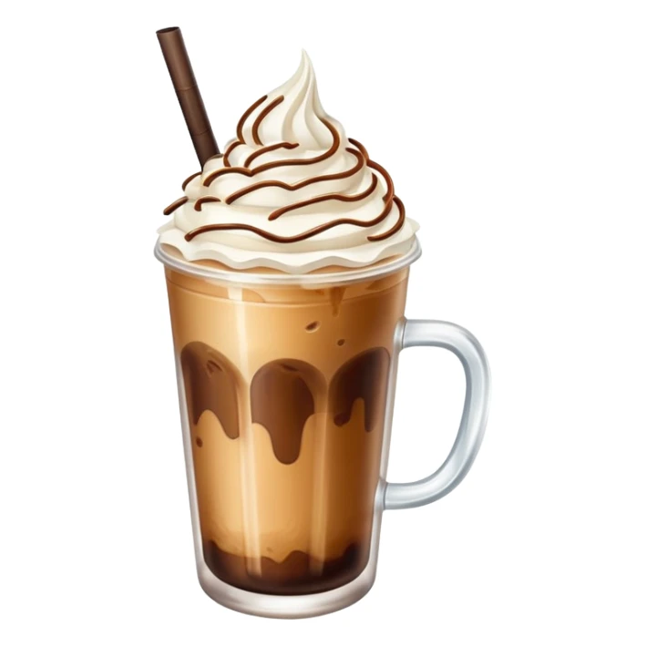 Iced offee with a wipped cream on the top sticker