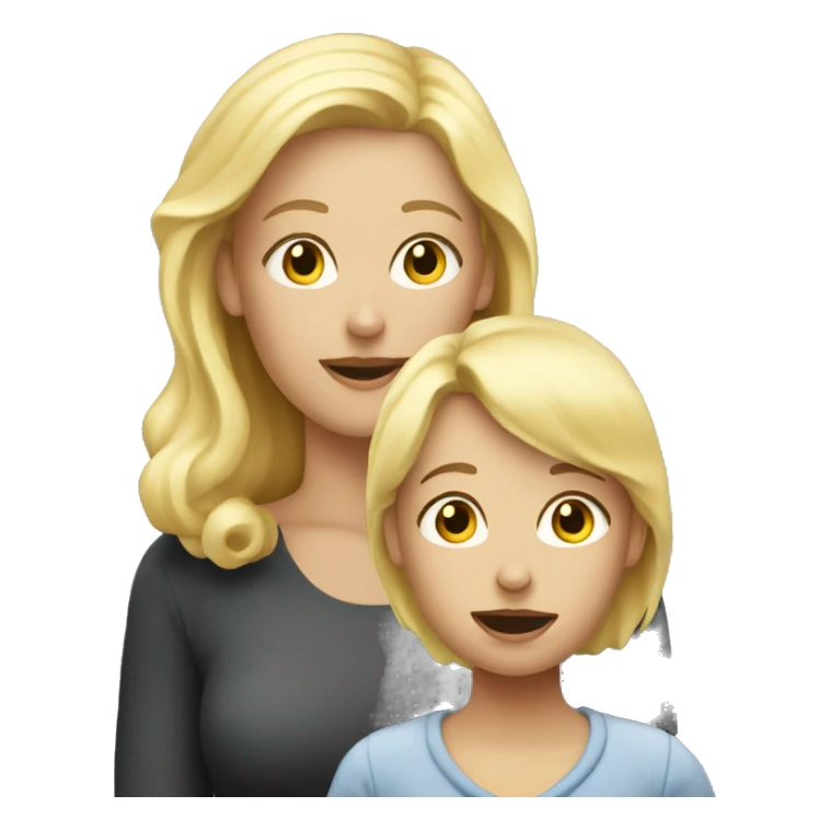 blonde women talking with blonde child  sticker